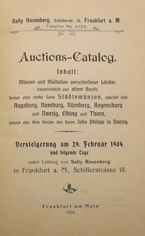 Literatura. Sally Rosenberg. Danzig, Elbing and Thorn, 1904